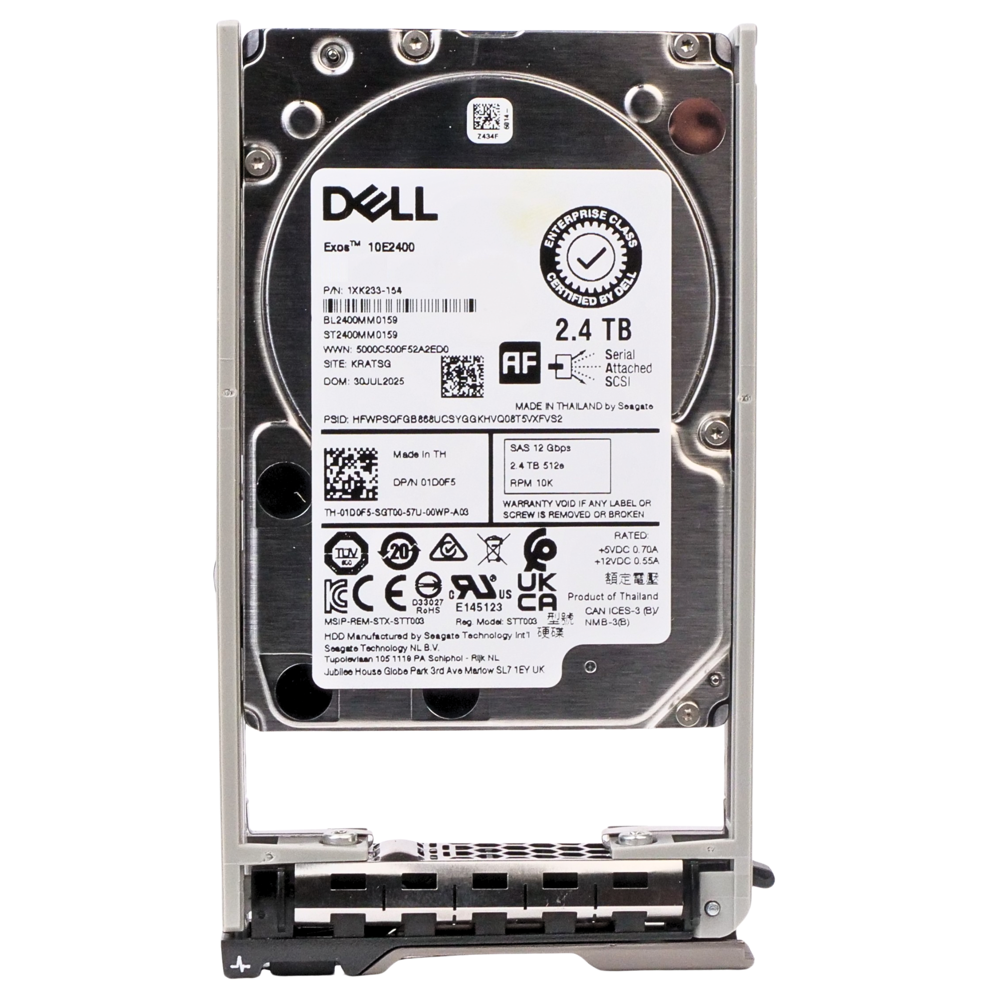 Dell G13 400-AXIC 2.4TB 10K RPM SAS 12Gb/s 512e 256MB 2.5in HDD