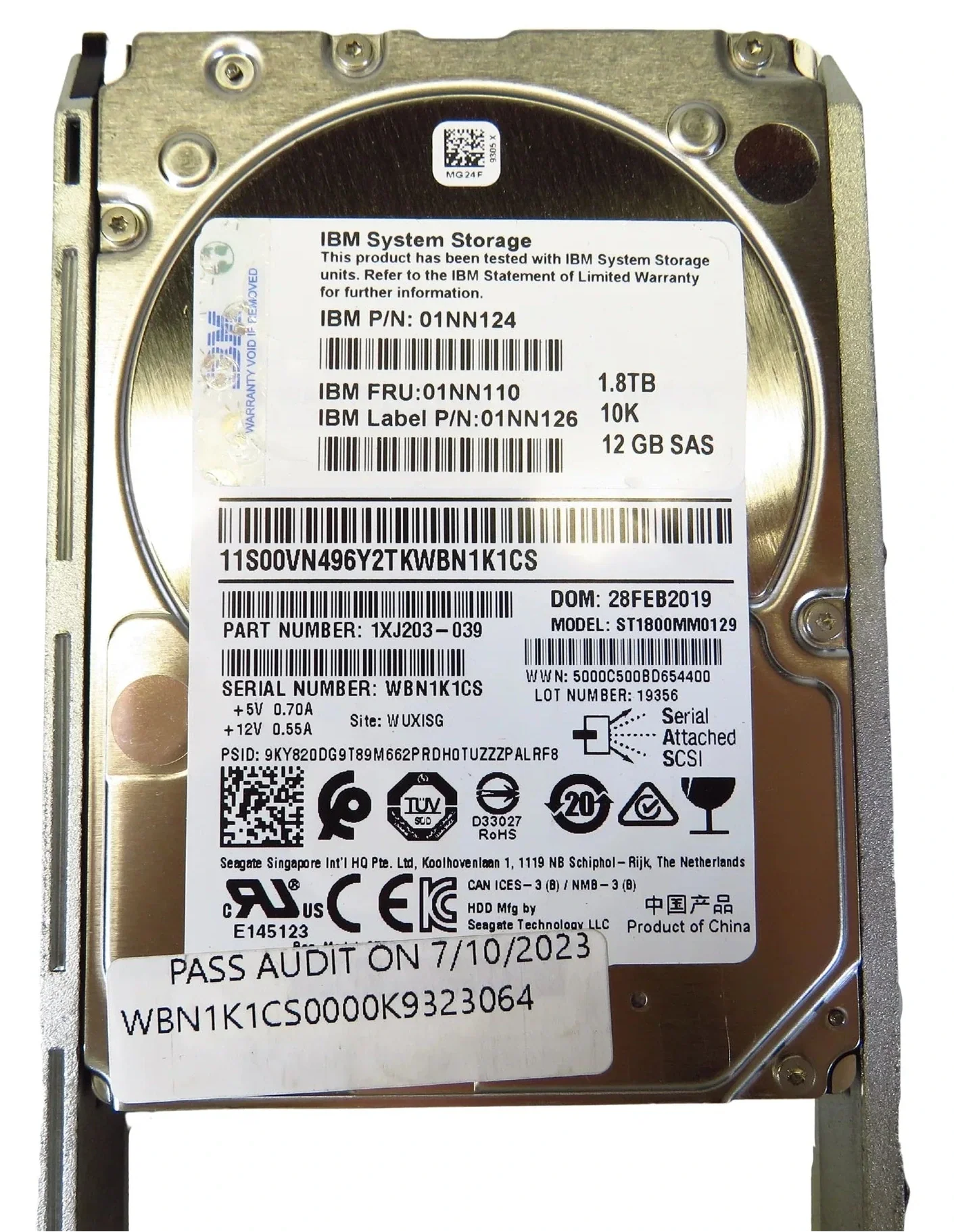 01NN110 01NN124 01NN126 IBM 1.8TB 10000RPM 12Gbps 2.5" SAS SERVER HDD Hard Drive