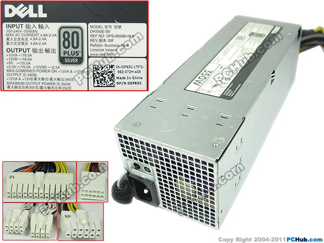 Picture of Dell PowerEdge T320 Server - Power Supply 350W, DH350E-S0, DPS-350AB-19 A, 0DF83C