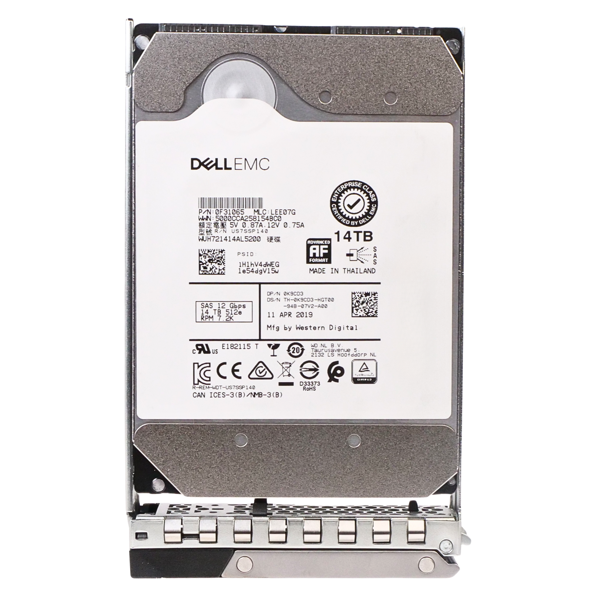 Dell G14 0K9CD3 14TB 7.2K RPM SAS 12Gb/s 512e 512MB 3.5in HDD