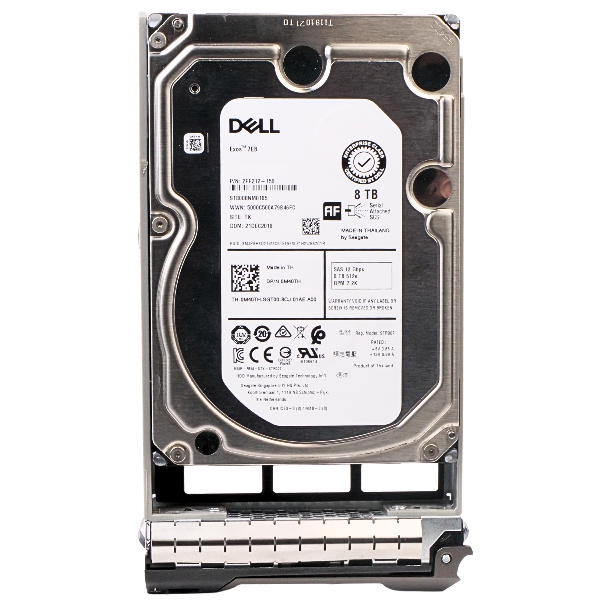 Dell G13 400-AHIY 8TB 7.2K RPM SAS 12Gb/s 512e 256MB 3.5in Recertified HDD