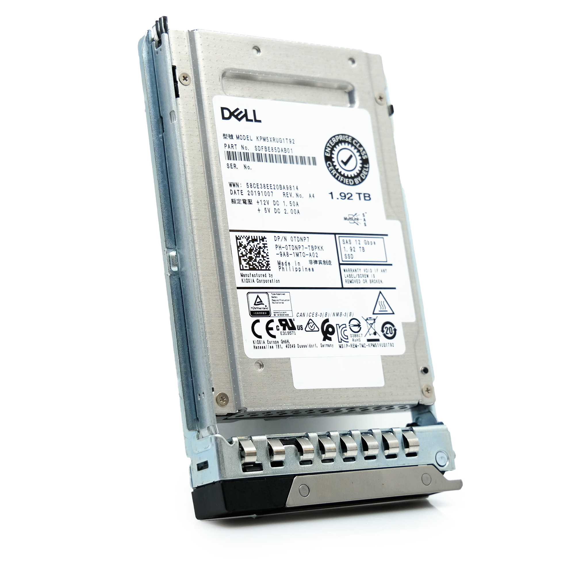 Dell G14 0TDNP7 1.92TB 1 DWPD SAS-3 12Gb/s Read Intensive 3D TLC 2.5in Refurbished Enterprise SSD