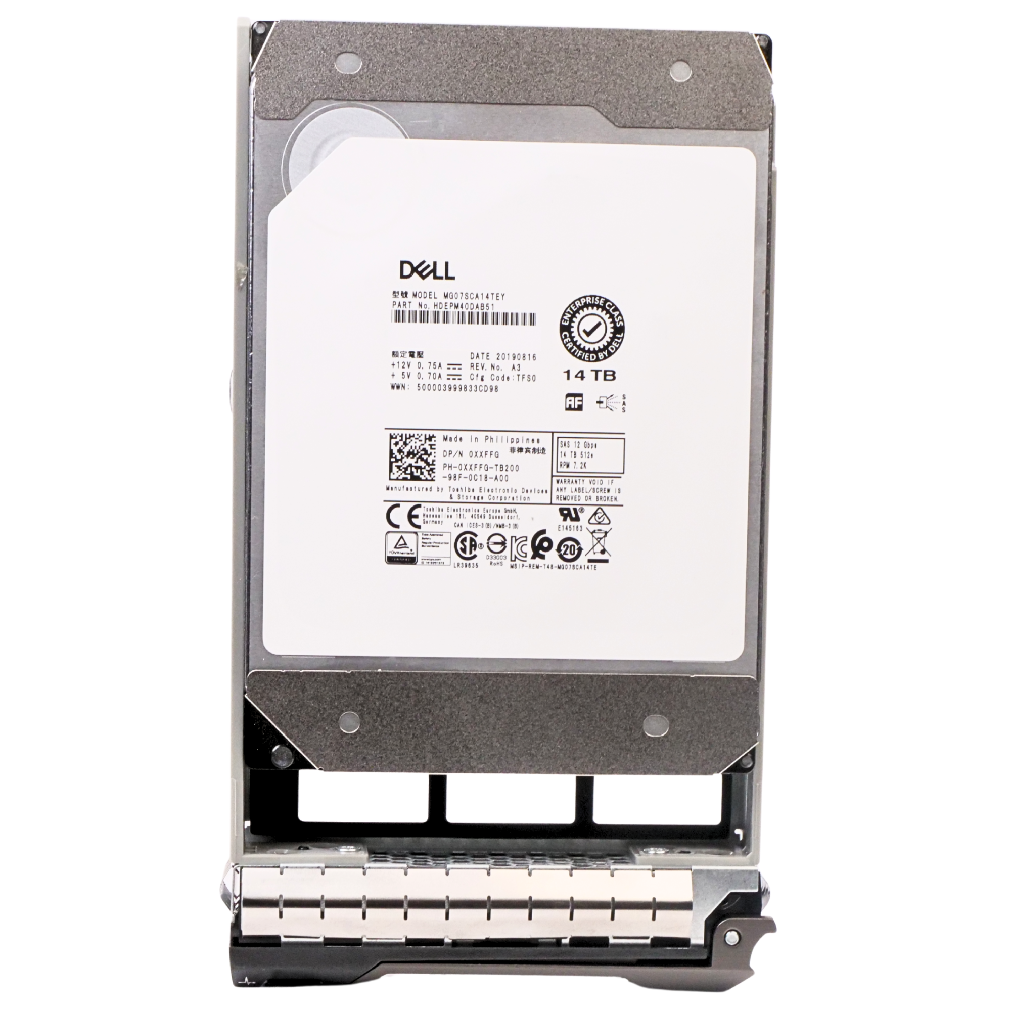 Dell G13 0XXFFG 14TB 7.2K RPM SAS 12Gb/s 512e 256MB 3.5in Refurbished HDD