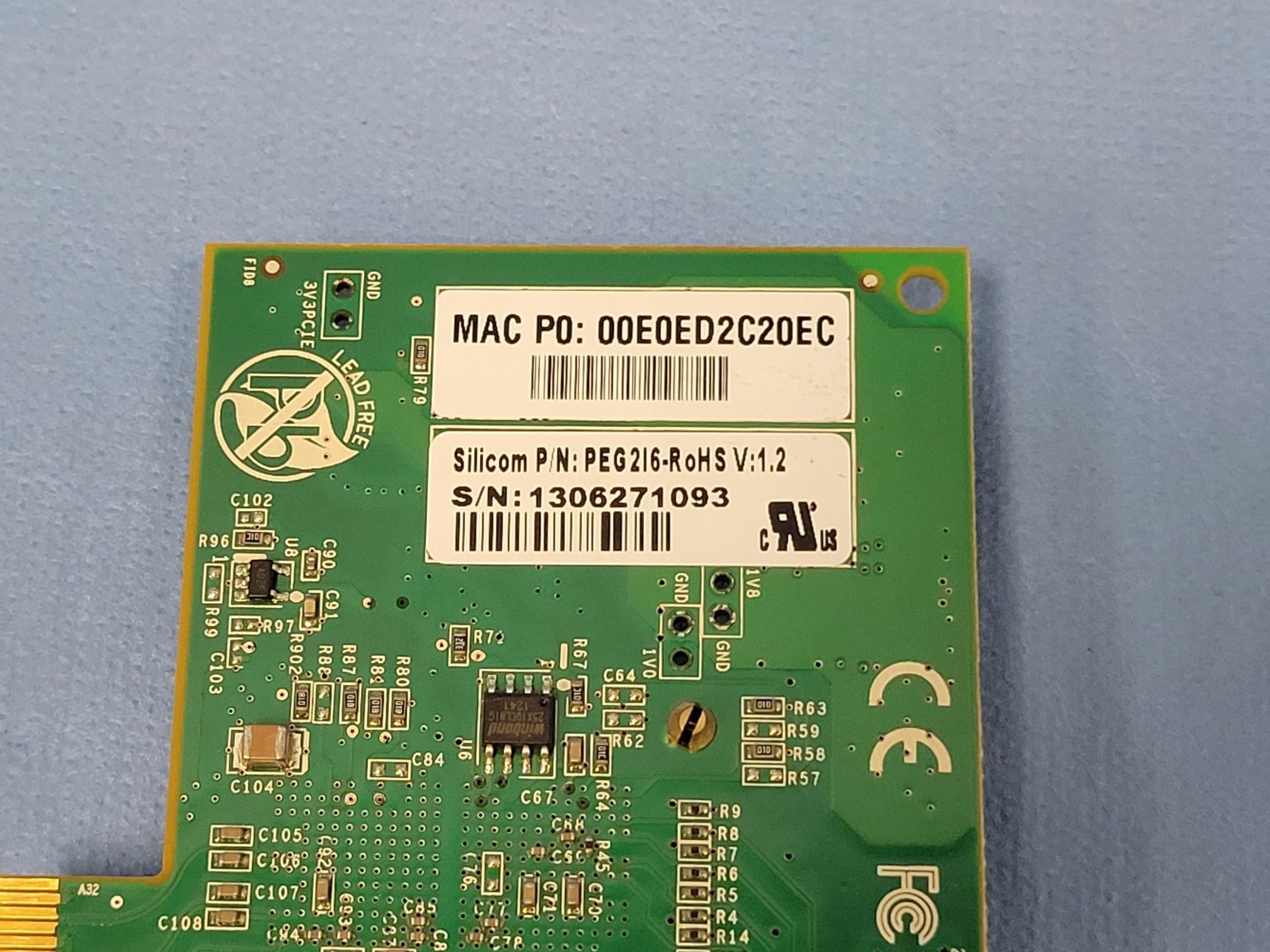 Silicom Dual-Port Gigabit Ethernet Adapter LP Bracket V:1.2 PEG216-RoHS