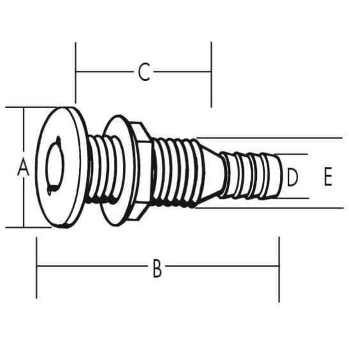 TH Marine TH-752-DP Thru Hull 3/4 Straight White