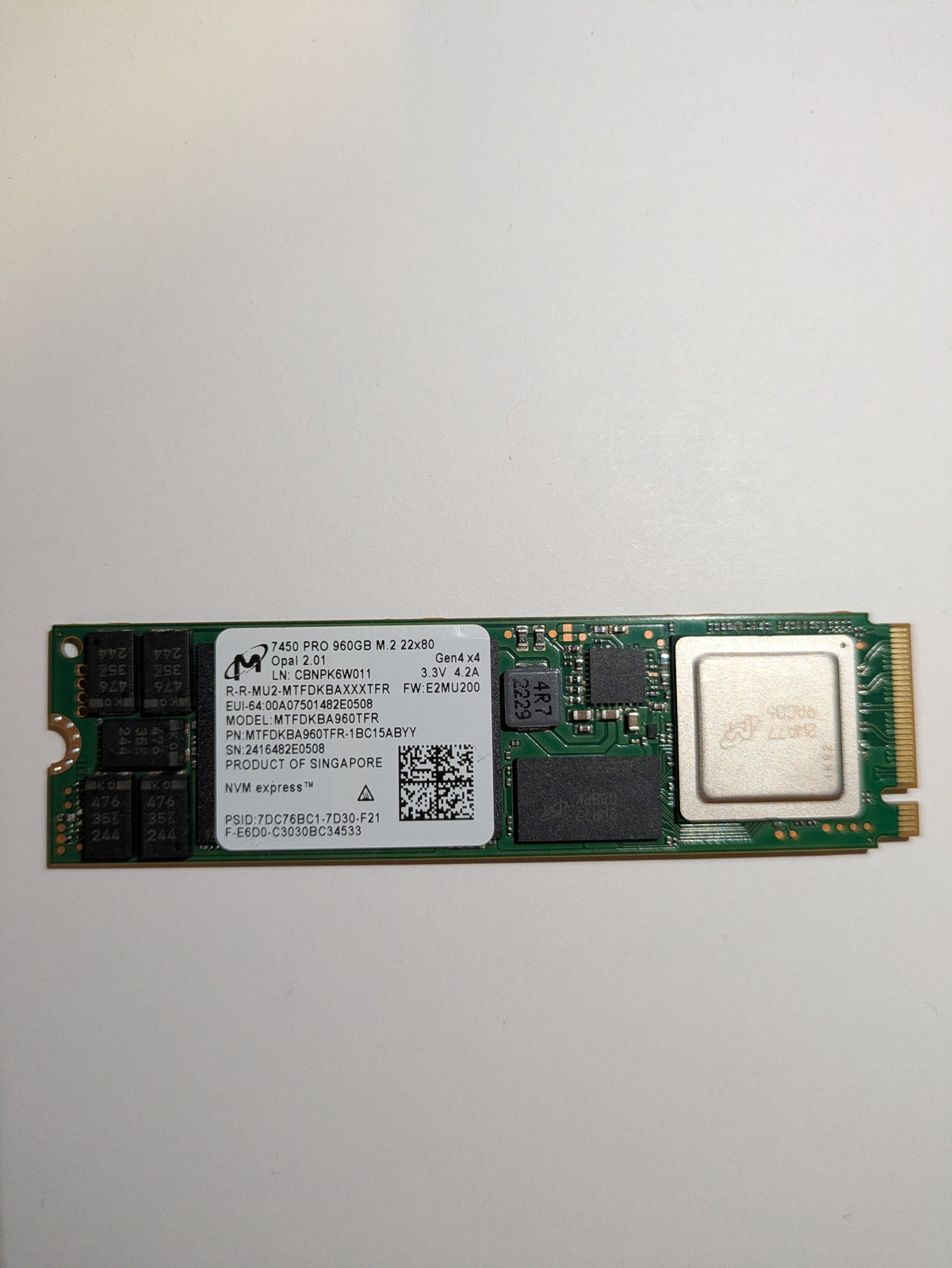 Lenovo 01PE738 960GB NVMe SSD - Label View | Alo Tech Solutions