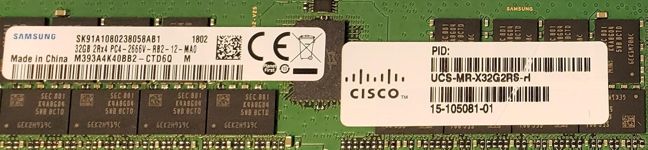Cisco UCS-MR-X32G2RS-H 32GB 2Rx4 PC4-2666V DDR4 ECC Server Memory RDIMM
