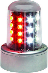 Whelen LED Rd/Wt Beacon, 28V (5HoleAdapt, Flying Leads 01-0790520-04