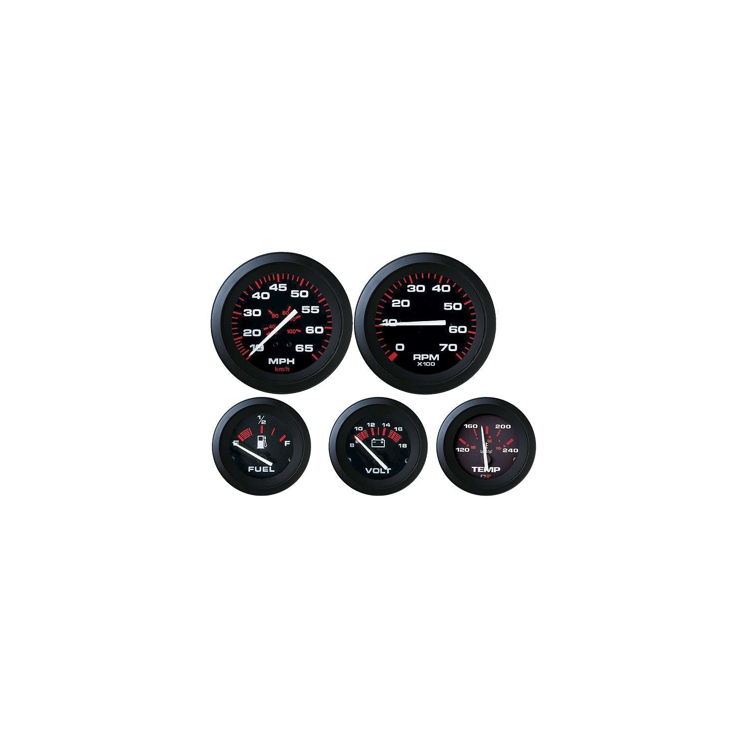 Sierra 68363P Amega Signature Series 6-Gauge Set, For Inboard/Sterndrive, Tach/Speedo/Volt/Fuel/Temp/Oil