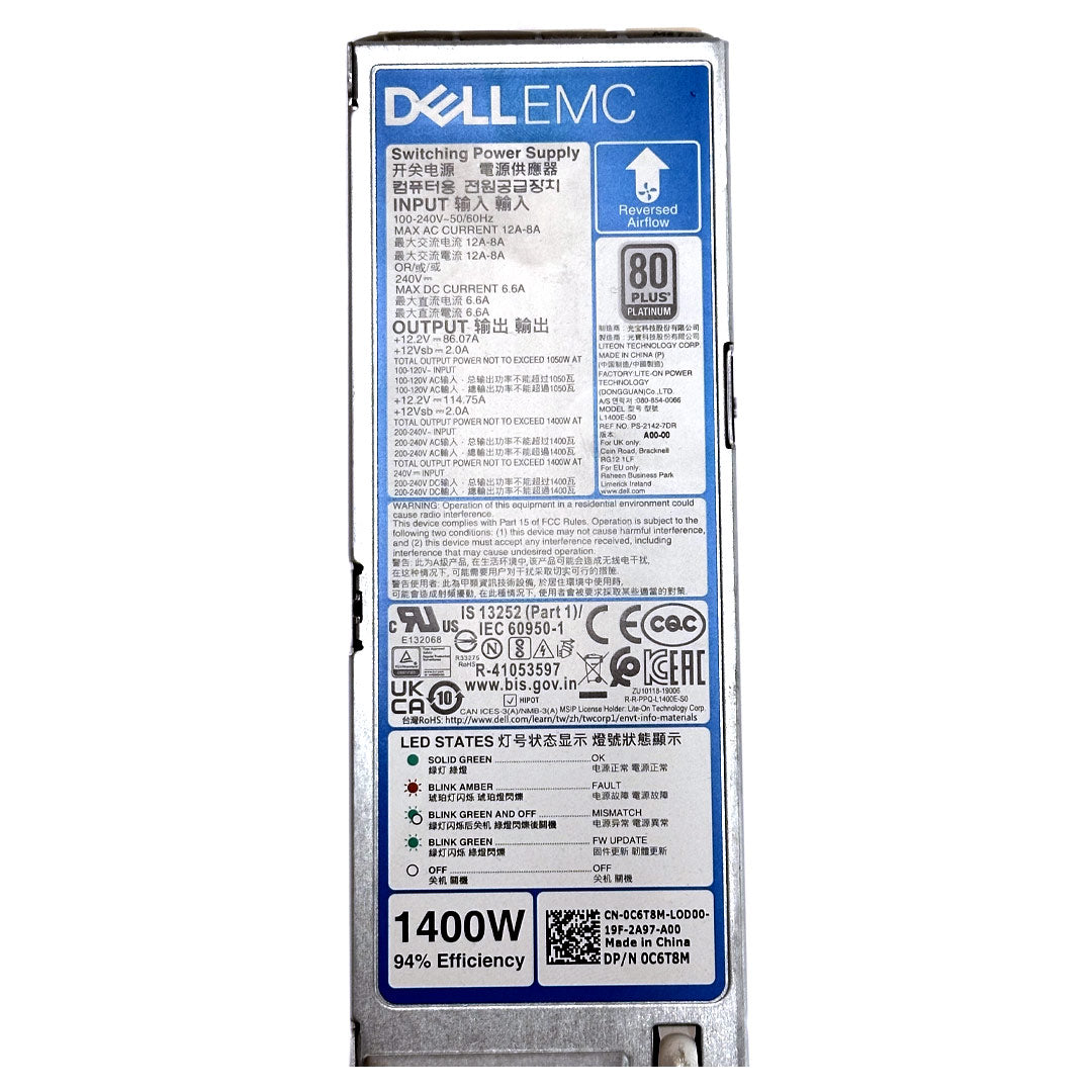 Dell Platinum 80+ 1400W Reverse Air Flow (RAF) 60mm Power Supply Unit (PSU)