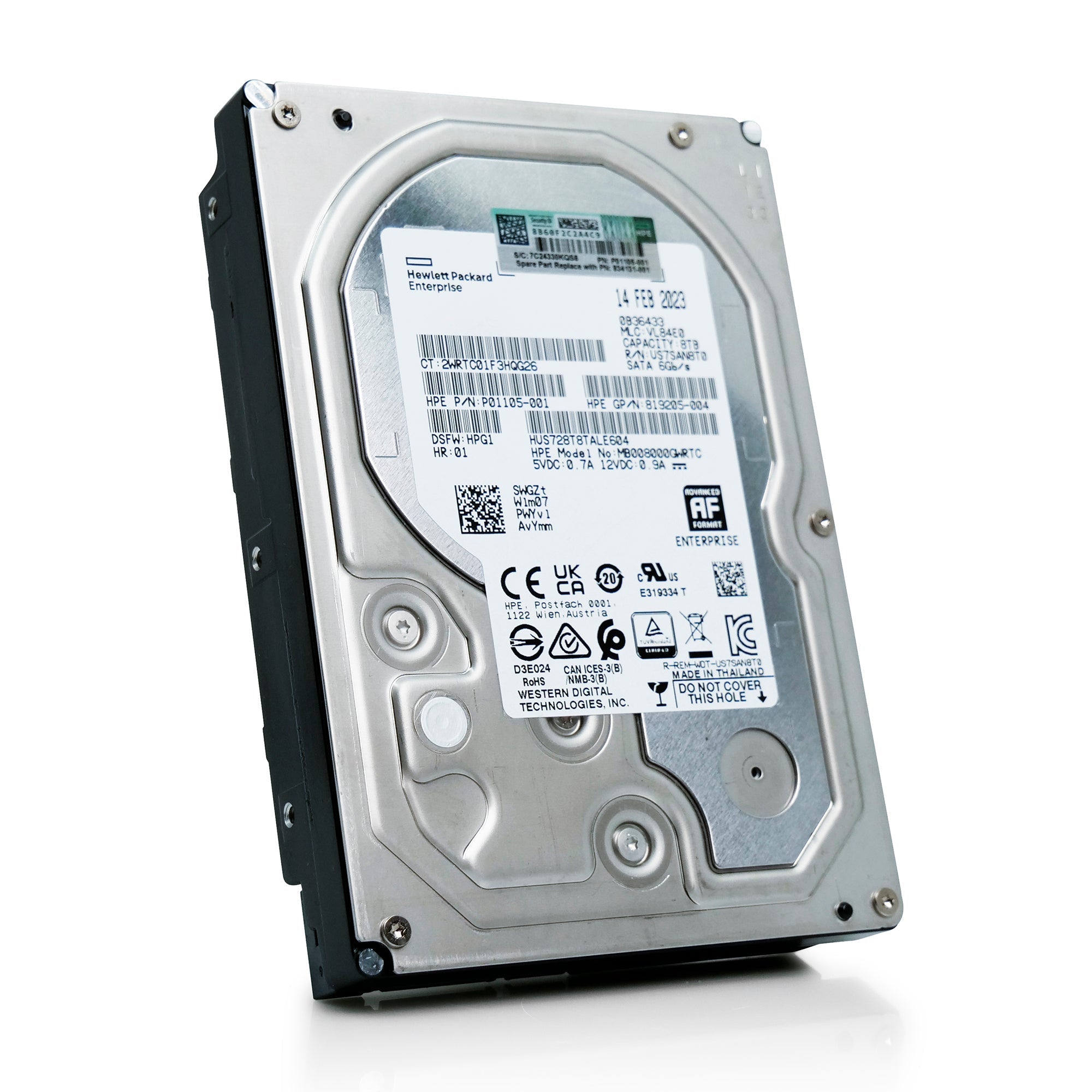 Western Digital/HP Ultrastar DC HC320 HUS728T8TALE604 8TB 7.2K RPM SATA 6Gb/s 512e 3.5in Refurbished HDD