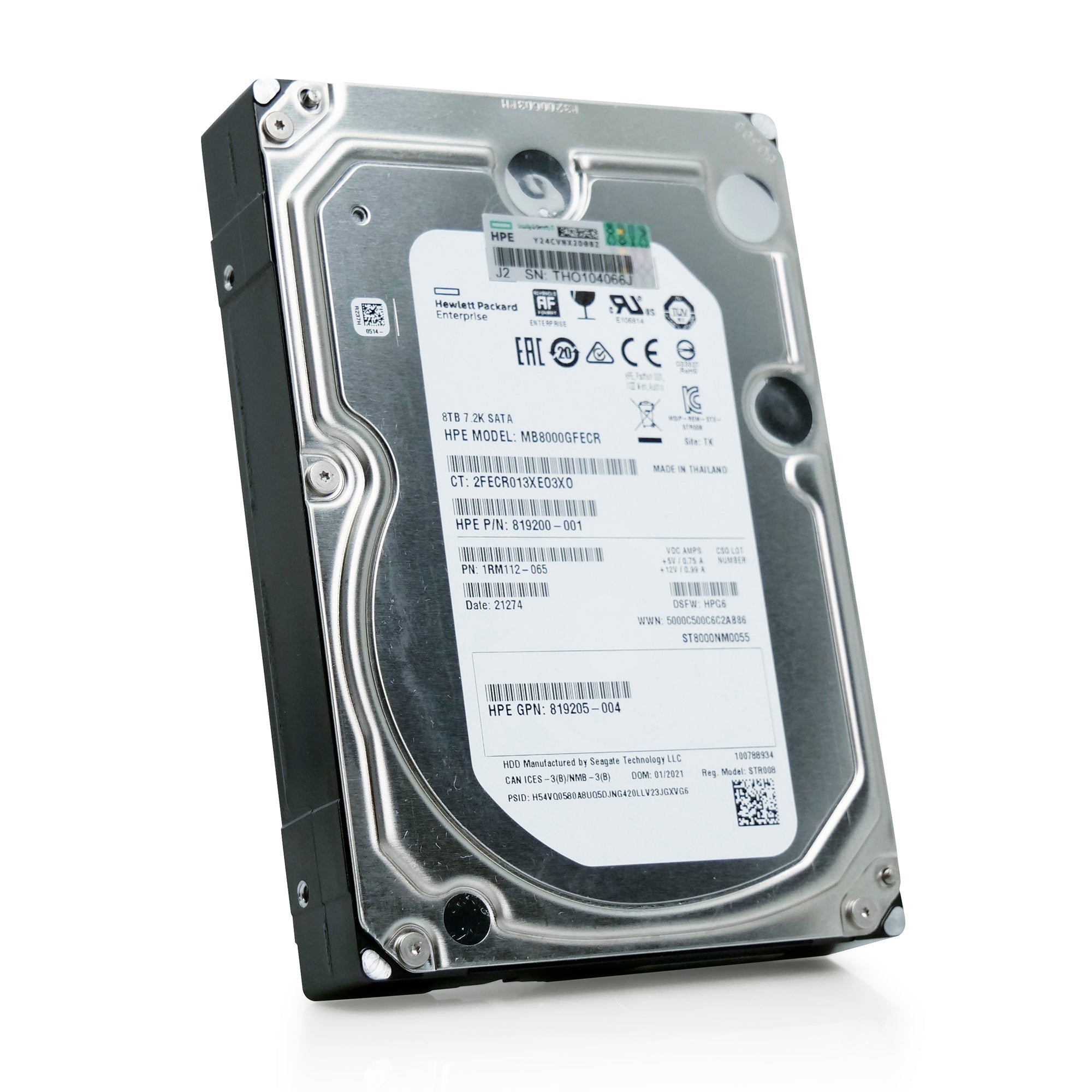 Seagate/HP Exos 7E8 ST8000NM0055 8TB 7.2K RPM SATA 6Gb/s 512e 3.5in Refurbished HDD