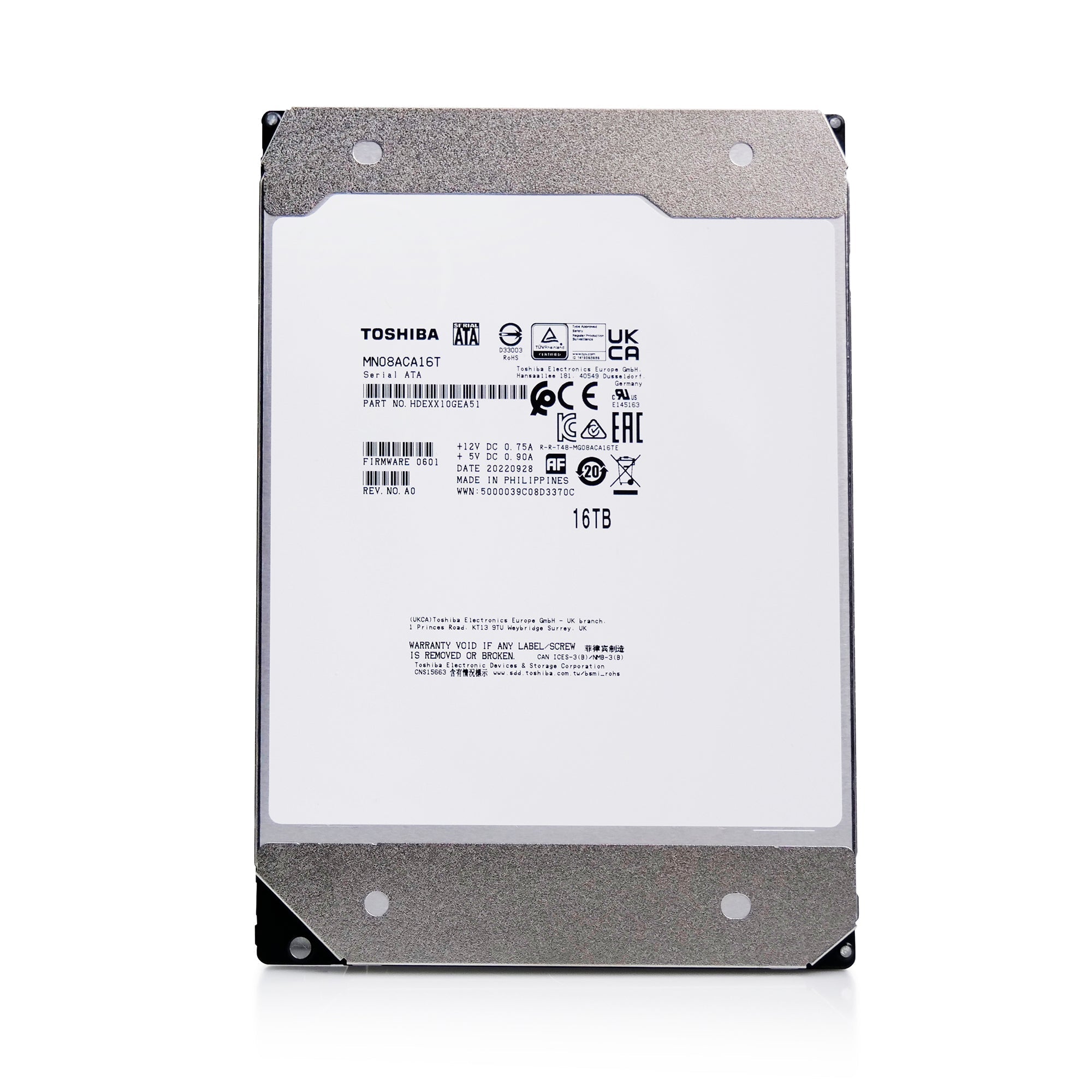 Toshiba MN08 MN08ACA16T 16TB 7.2K RPM SATA 6Gb/s 512e 3.5in Hard Drive
