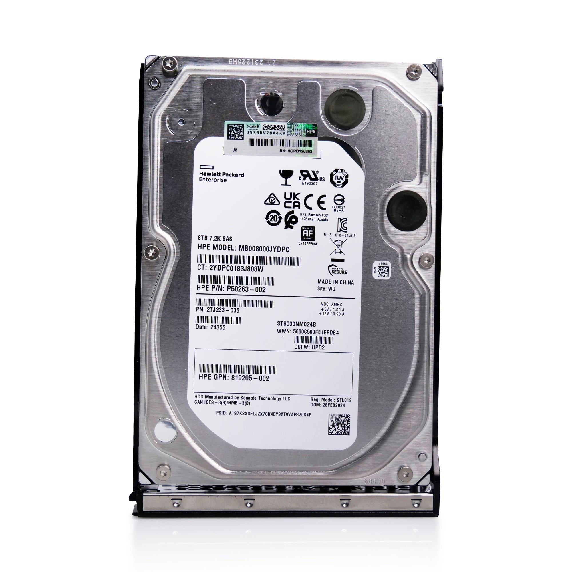 HP Generation 10 P50263-002 8TB 7.2K RPM SAS 12Gb/s 512e 3.5in Refurbished HDD