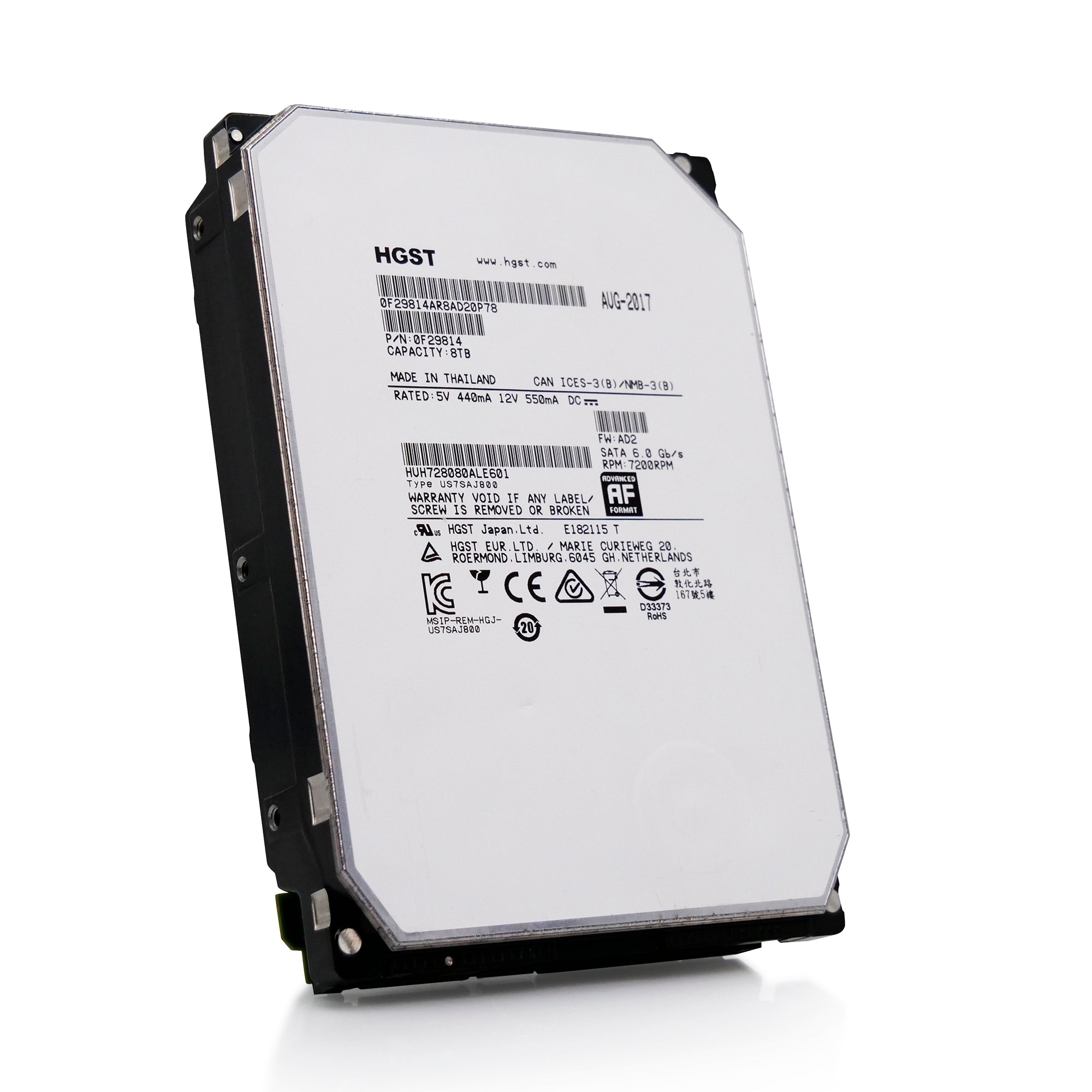 Western Digital Ultrastar He8 HUH728080ALE601 0F23763 8TB 7.2K RPM SATA 6Gb/s 512e 3.5in Refurbished HDD