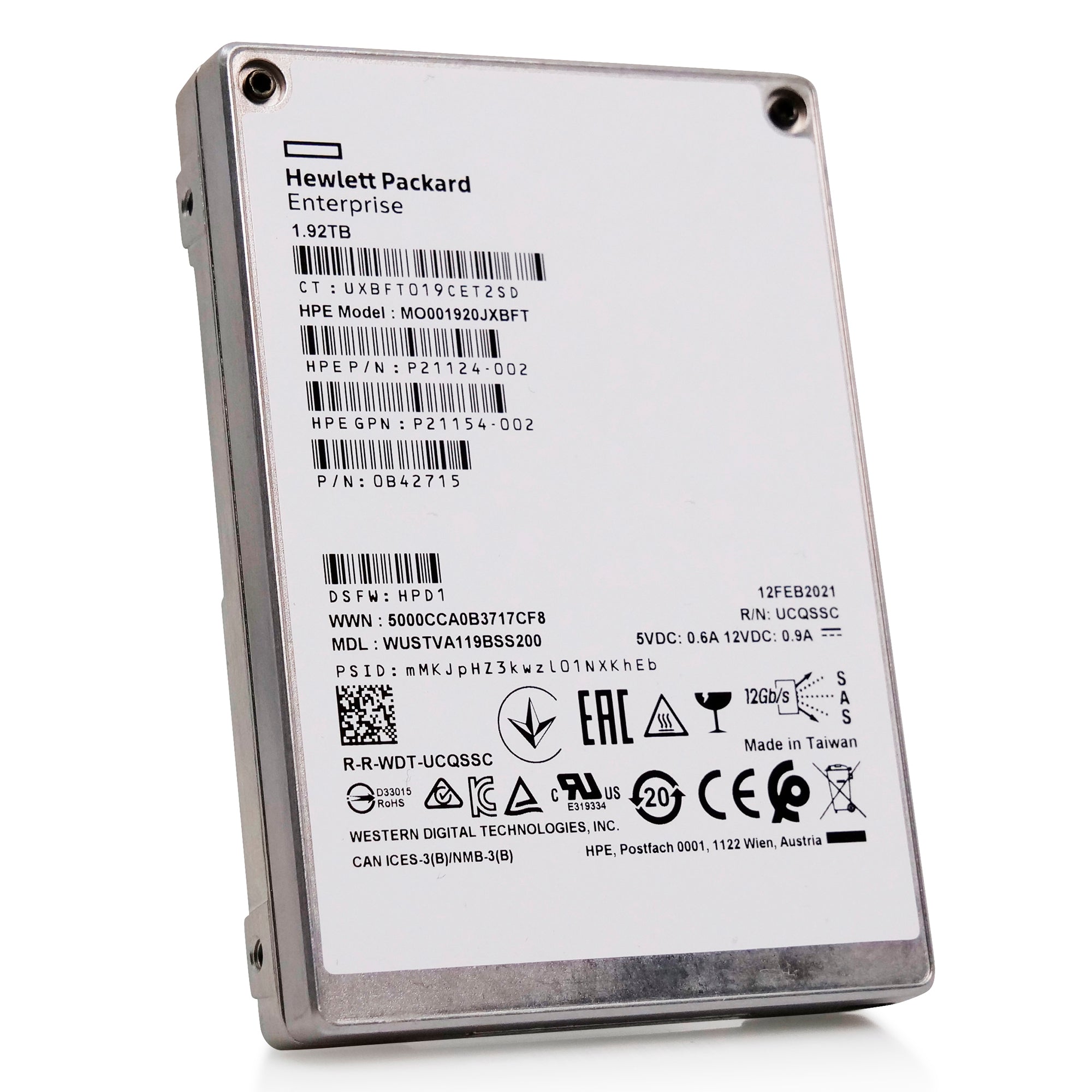Western Digital/HP Ultrastar DC SS540 WUSTVA119BSS200 1.92TB 1DWPD SAS 12Gb/s 3D TLC 2.5in Refurbished SSD