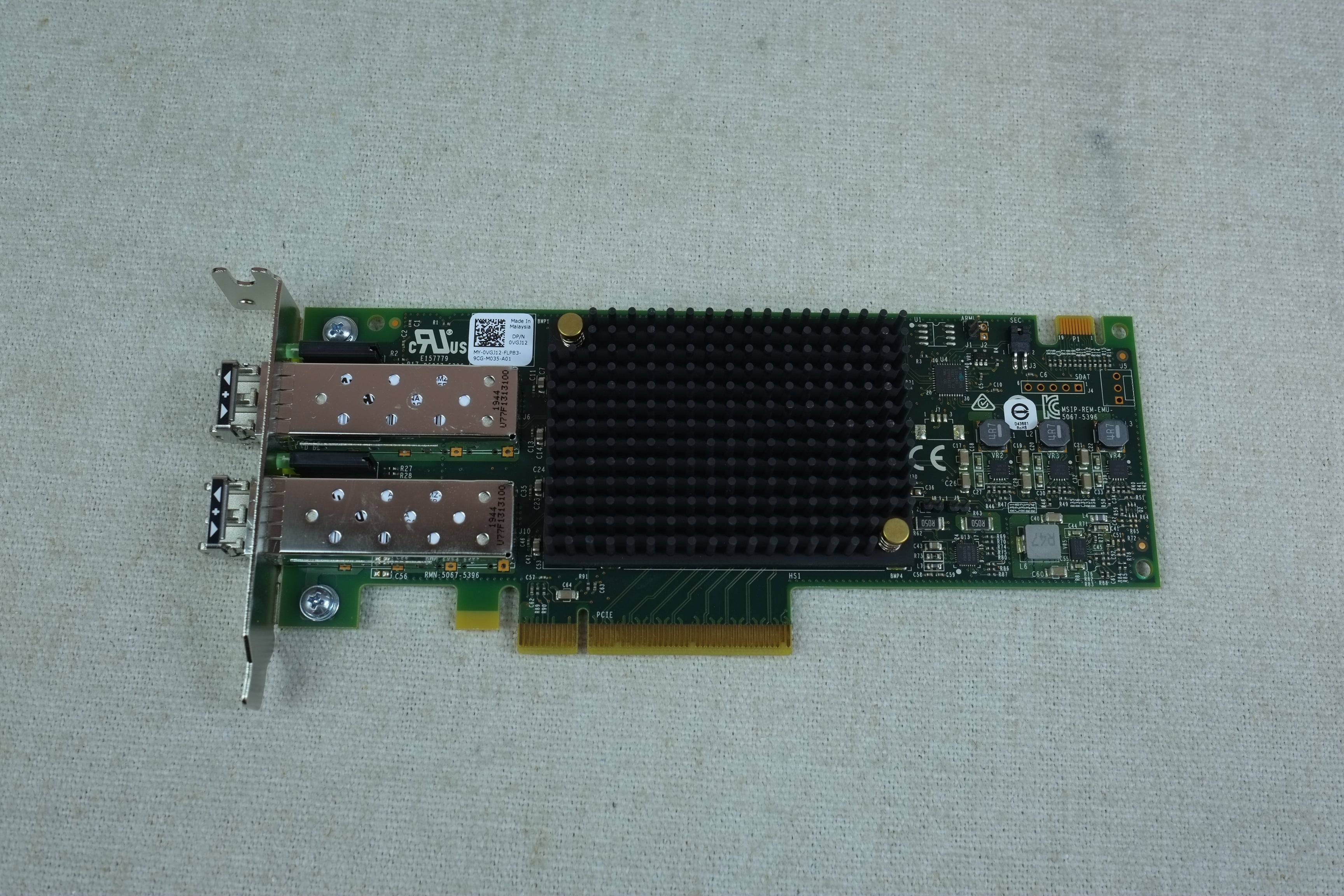 Dell VGJ12 Emulex LPE31002-M6 Dual Port 16Gb/s Fiber Channel HBA FC w/ SFPs LP