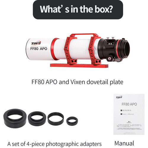 ZWO FF80 APO Astronomical Telescope (OTA Only