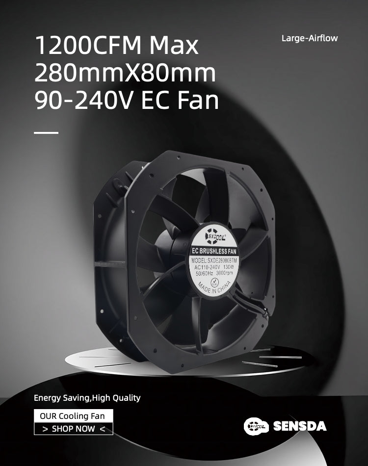 SXDOOL SXDE28080BTM EC Axial Fan 280x280x80mm AC 90-240V 130W