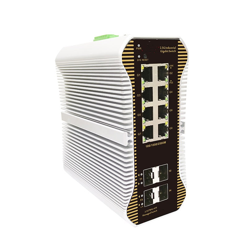 8-Port Gigabit Ethernet L3 Managed Industrial PoE++ Switch, 8 x 1/2.5G PoE++ Ports@480W, with 2 x 1/10Gb SFP+, -40 to 75°C Operating Temperature