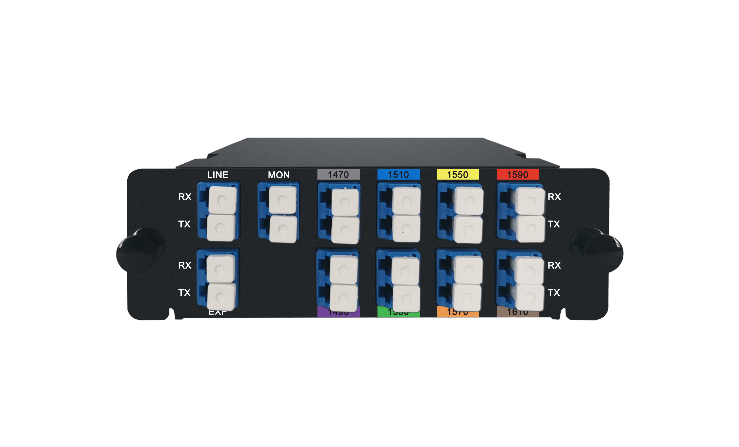 8CH 1470-1610nm, with Monitor and Expansion Port, LC/UPC, Dual Fiber, High Density CWDM Mux Demux, FHD Plug-in Module