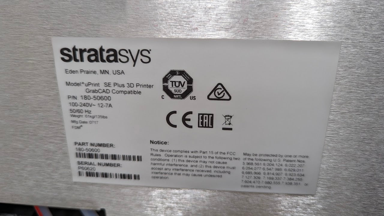 Stratasys uPrint SE Plus 3d Printer, No accessories, tested