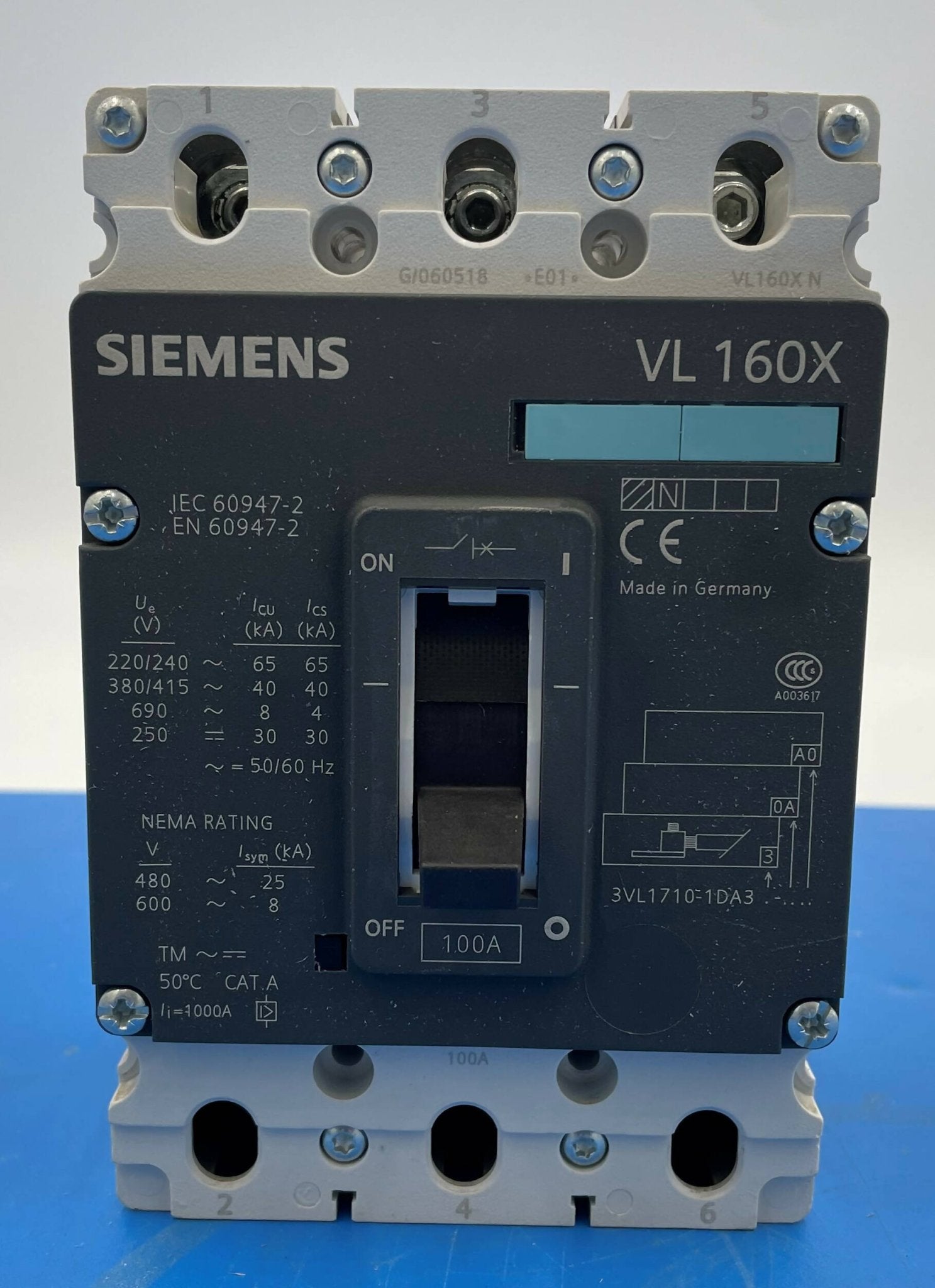 3 Pole Circuit Breaker (3LV1710-1DA33-0AA0 Siemens