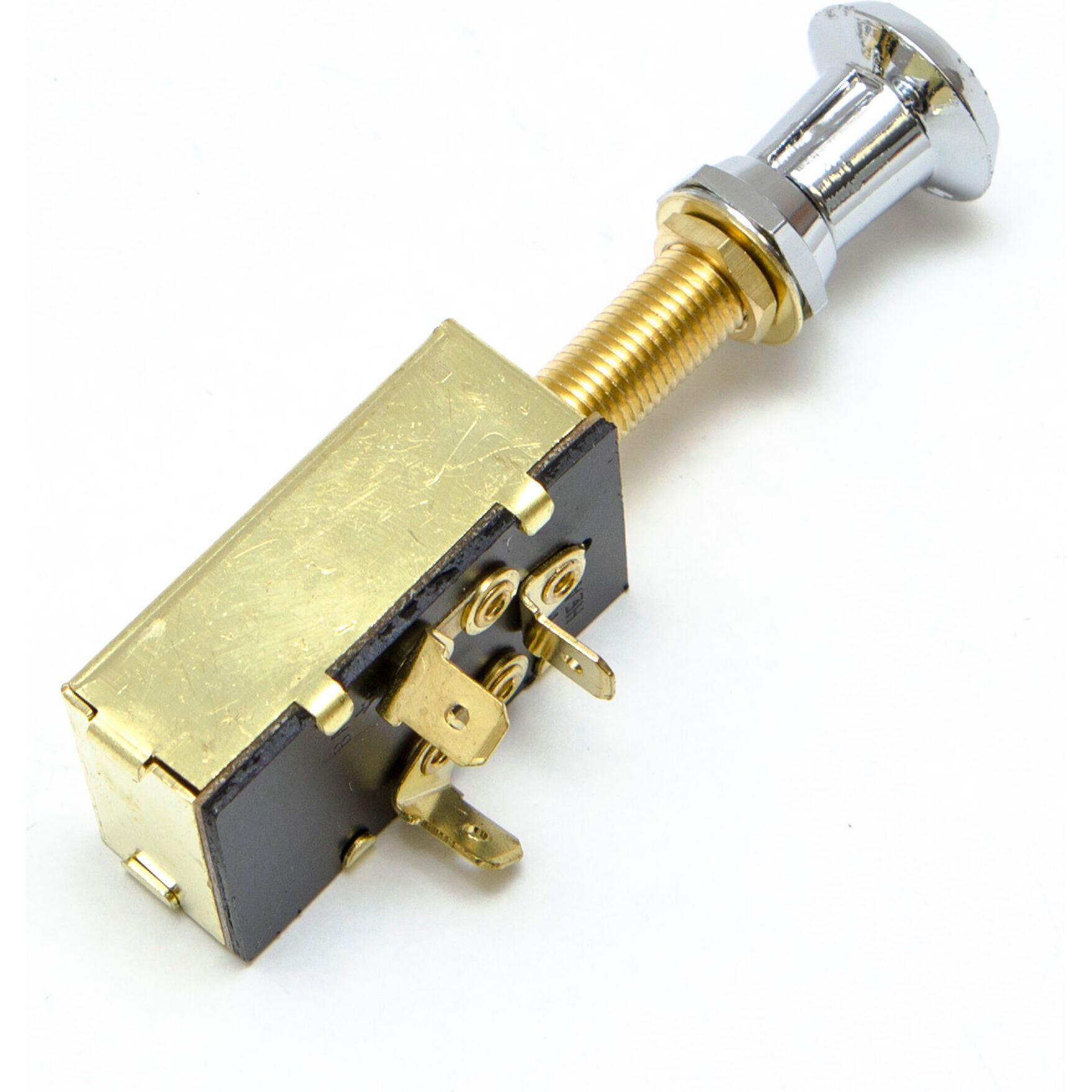 Sierra MP39590 On/Off/On SPDT 4 Blade Terminal Heavy Duty Push Pull Switch, Chrome & Plastic Knob
