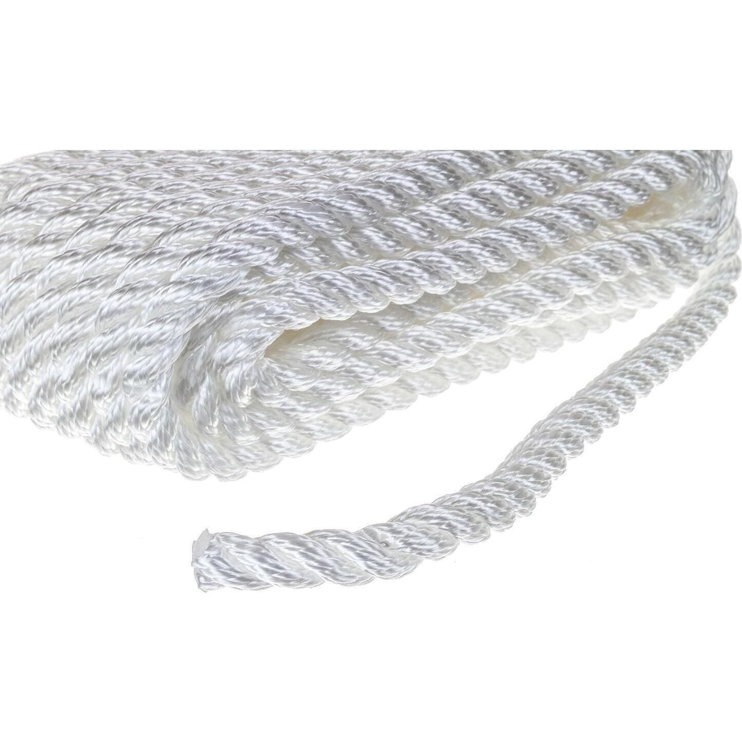 Seachoice 42531 3-Strand Twisted Nylon Dock Line, 3/8" x 25', White