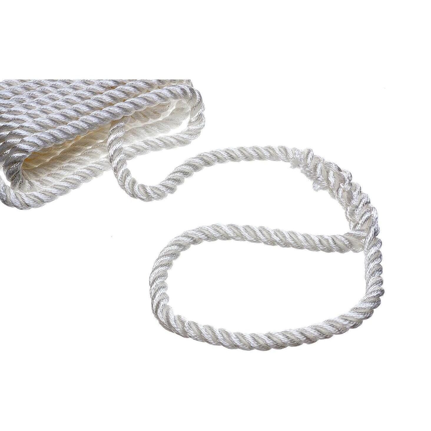 Seachoice 42621 3-Strand Twisted Nylon Dock Line, 5/8" x 35', White