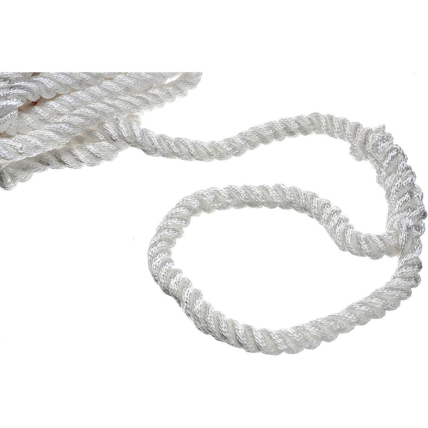 Seachoice 42651 3-Strand Twisted Nylon Dock Line, White, 3/4" x 50'