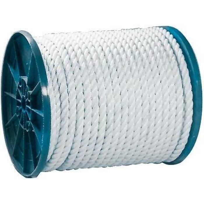 Seachoice 50-40790 Twisted Nylon Rope, White, 1/4" x 600'
