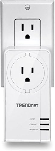 TRENDnet Powerline 1300 AV2 Adapter with Built-in Outlet Adapter Kit, Includes 2 x TPL-423E Adapters, IEEE 1905.1 & IEEE 1901, Gigabit Port, Range Up to 300m (984 ft, White, TPL-423E2K
