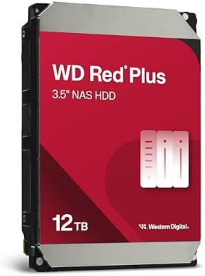 Western Digital 8TB WD Red Plus NAS Internal Hard Drive HDD - 5640 RPM, SATA 6 Gb/s, CMR, 256 MB Cache, 3.5" - WD80EFPX|B0CMQ6SK7W