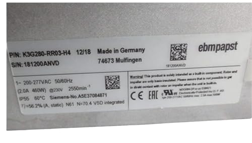 220/277V 2.0A 460W 2550RPMcooling Fan