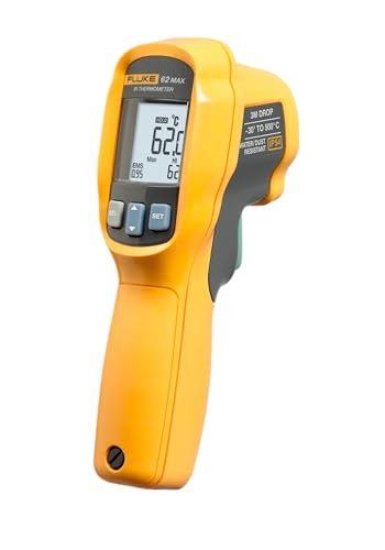 Fluke 62 Max Industrial Infrared Thermometer, -22 to +932 Degree F Range, Single Laser Targeting, 10:1 Distance to Spot Ratio, IP54 Rating, Includes 3 Year Warranty, (Not for Human Temp)
