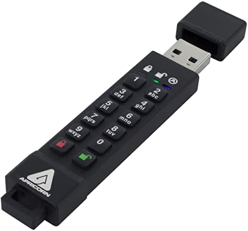 Apricorn 32GB Aegis Secure Key 3Z 256-bit AES XTS Hardware Encrypted FIPS 140-2 Level 3 Validated Secure USB 3.0 Flash Drive (ASK3Z-32GB,Black