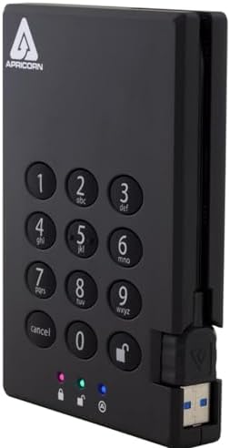Apricorn 500GB Aegis Padlock USB 3.0 256-bit AES XTS Hardware Encrypted Portable External Hard Drive (A25-3PL256-500)|B007JGB0BQ