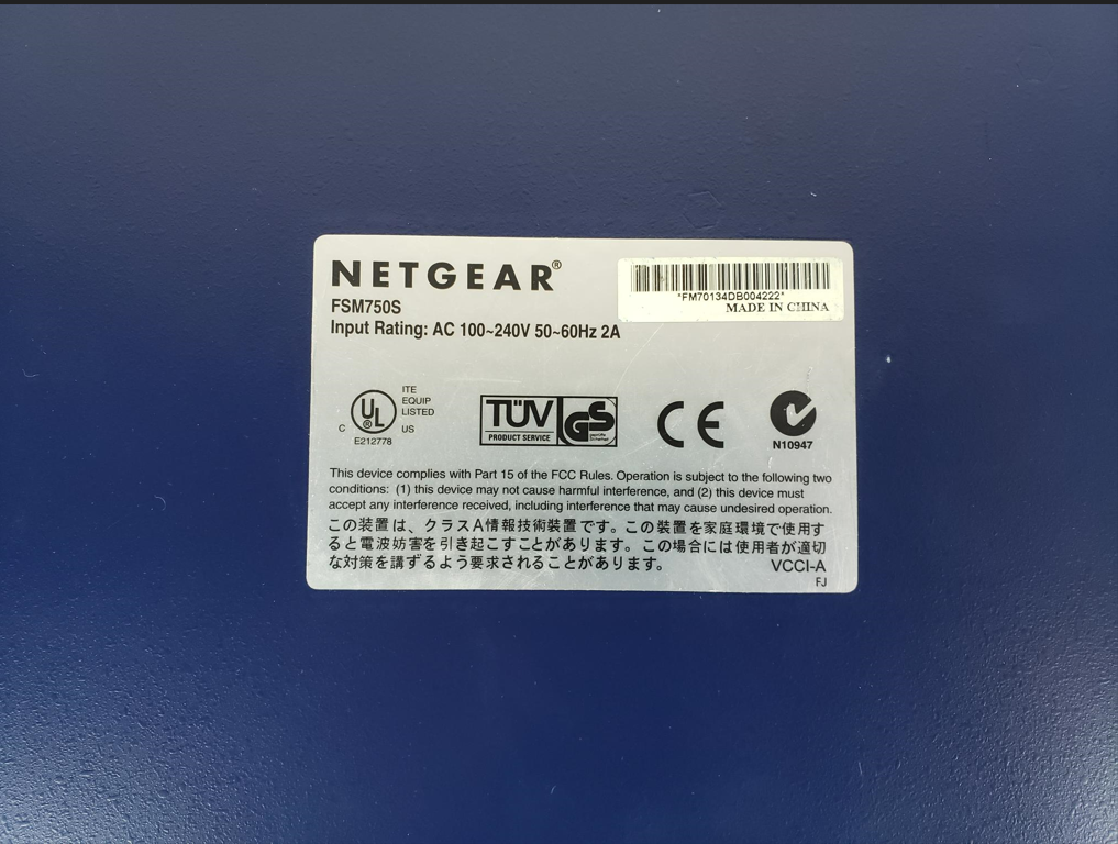 Netgear FSM750S 48 Port 10/100 Ethernet Managed Switch