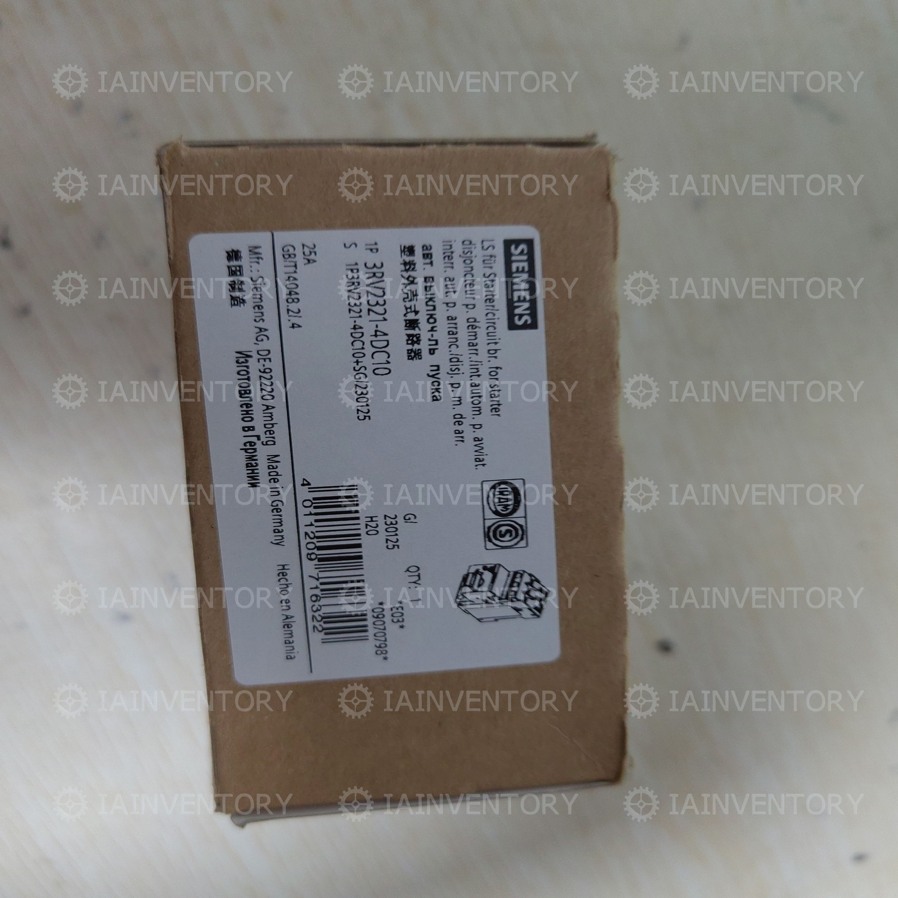 Siemens 25A Sirius Circuit Breaker, 3RV2321-4DC10