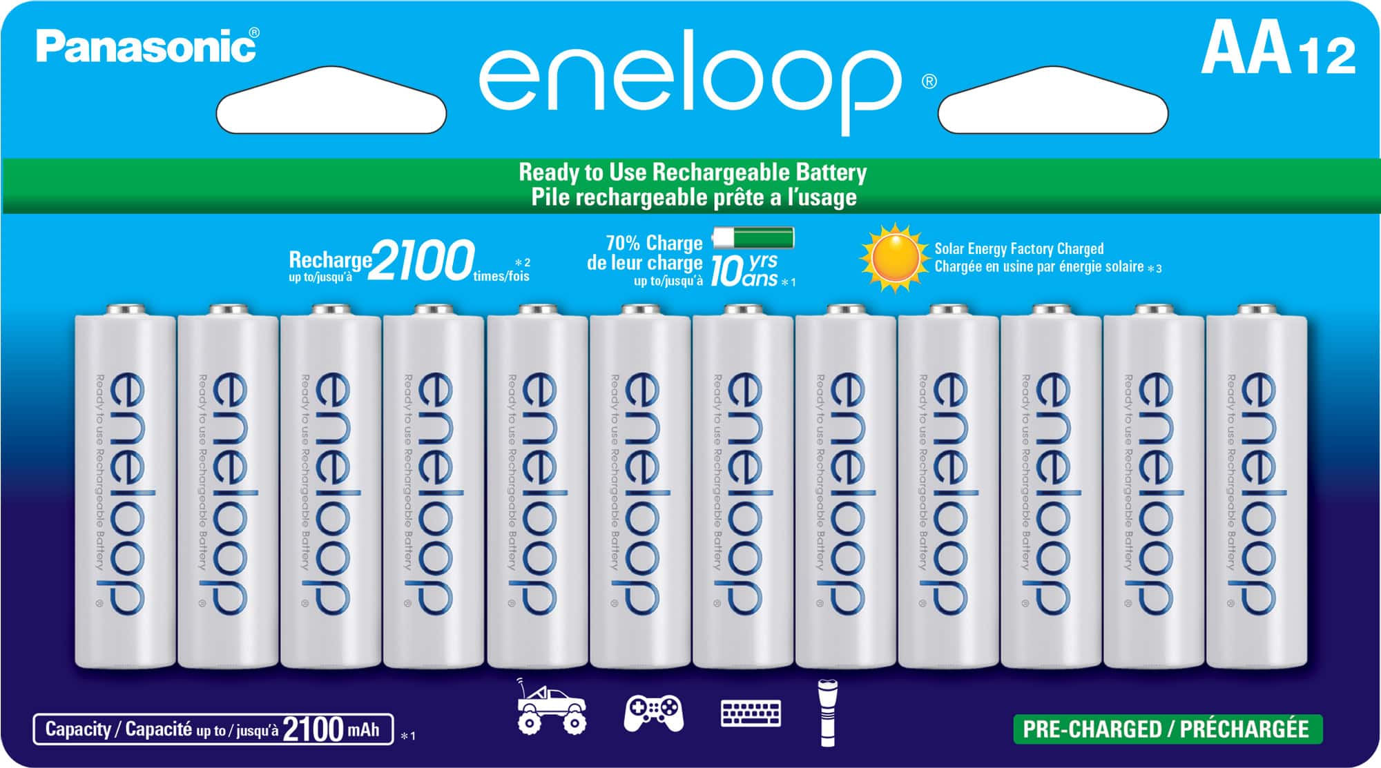 Panasonic - eneloop AA 12 Pk Rechargeable Batteries - Front_Zoom