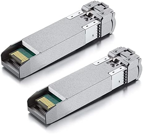 10GTEK 10GBase-SR SFP+ LC Transceiver, 10G 850nm Multimode SFP Module, up to 300 Meters, for Cisco SFP-10G-SR, Meraki MA-SFP-10GB-SR, Ubiquiti UniFi UF-MM-10G, Fortinet, TP-Link and More, Pack of 2|B08BP55663