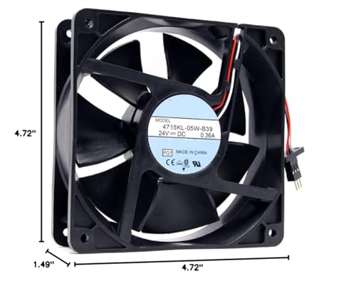 for 4715KL-05W-B39 24V 0.36A 3300RPM 9.6W 47DB 120X120X38MM 3-Wire Cooling Fan