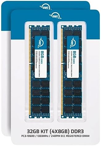 OWC 32GB (4x8GB DDR3 1333 PC3-10600 CL9 2Rx4 240-pin 1.5V ECC Registered RDIMM Memory RAM Module Upgrade Kit Compatible with Dell PowerEdge R610 R710