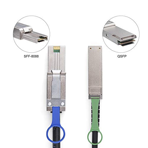 10Gtek QSFP (SFF-8436) to SFF-8088 DDR Hybrid Mini SAS Cable, External Copper SAS Cable for NetApp DS4243 DS4246 DS2246, 100-Ohm, 0.5-m(1.6ft)|B07Y4ZKQJB