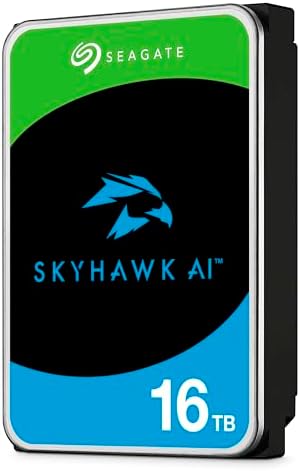 Seagate Skyhawk AI 16TB Video Internal Hard Drive HDD – 3.5 Inch SATA 6Gb/s 512MB Cache for DVR NVR Security Camera System with Drive Health Management and in-House Rescue Services (ST16000VE004