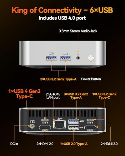 GEEKOM A8 Mini PC with AMD Ryzen 7 8745HS (Beats 6800H, 16GB DDR5 RAM (Upgradable, Not LPDDR 1TB NVMe SSD, Windows 11 Pro Desktop Computer for Home&Business, USB4, SD Slot, 8K | WiFi 6E, 2.5G LAN