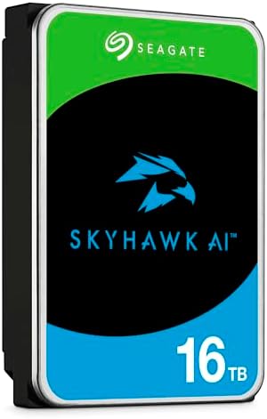 Seagate Skyhawk AI 16TB Video Internal Hard Drive HDD – 3.5 Inch SATA 6Gb/s 512MB Cache for DVR NVR Security Camera System with Drive Health Management and in-House Rescue Services (ST16000VE004