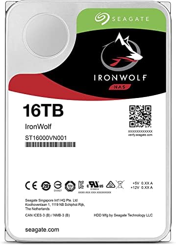 Seagate IronWolf 16TB NAS Internal Hard Drive HDD – CMR 3.5 Inch SATA 6GB/S 7200 RPM 256MB Cache for Raid Network Attached Storage, with Rescue Service (ST16000VN001)|B07SGGWYC1