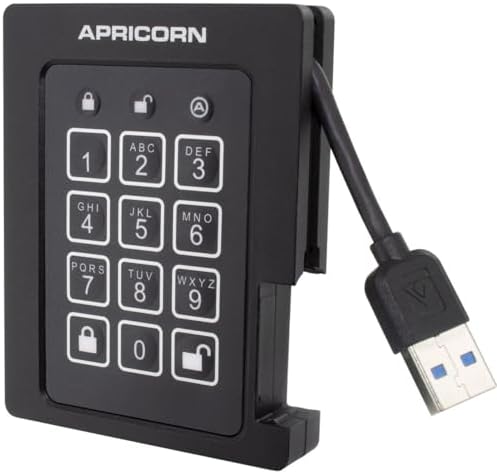Apricorn 2TB Aegis Padlock SSD 256-Bit, FIPS 140-2 Level 2 Validated Ruggedized USB 3.0 Encrypted External Portable Drive (ASSD-3PL256-2TBF